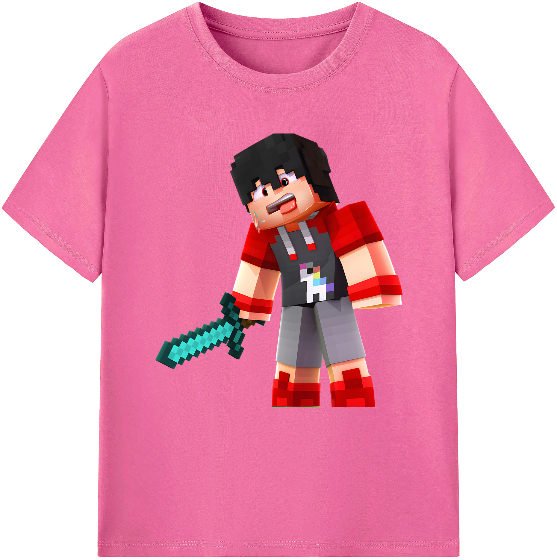 （画像用） マインクラフト ブロックの世界 Minecraft MC Block world レディースカジュアルプリントTシャツ（綿100％）